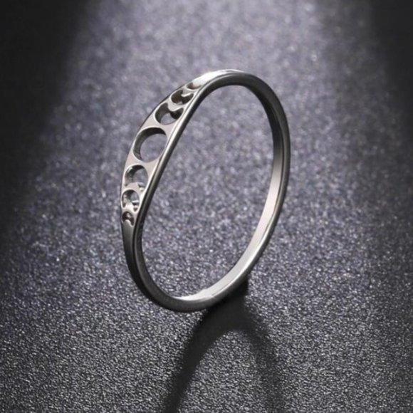🔮 2 for $40 🔮 Moon Phases Minimalist Dainty Stainless Steel Ring - 7 - Picture 2 of 7